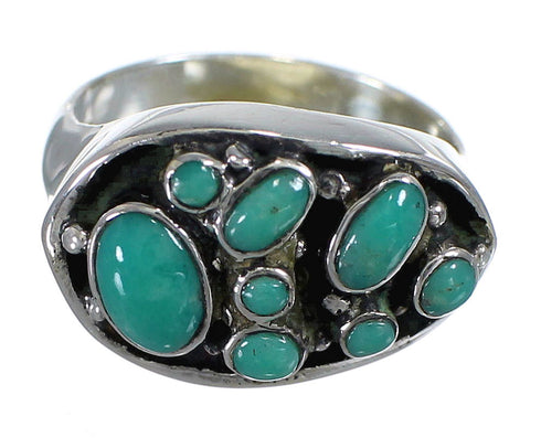 Southwestern Turquoise Authentic Sterling Silver Ring Size 5-1/4 YX84527